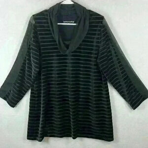 Soft Surroundings Meri Velvet Tunic Top Sz S Black Scoop neck Lined NWOT